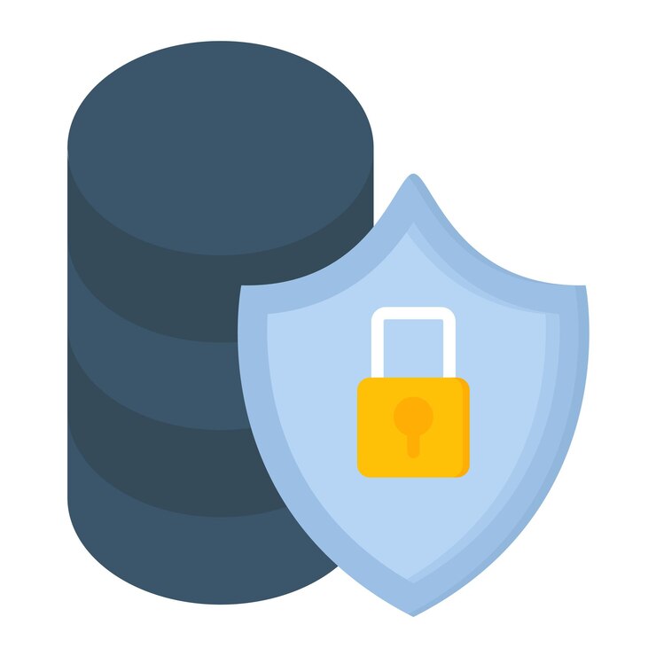 Vector database security flat illustration
