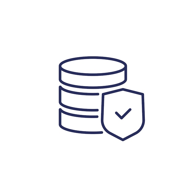 Database security line icon on white
