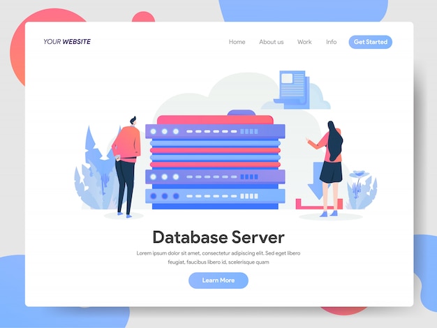 Database server banner of landing page