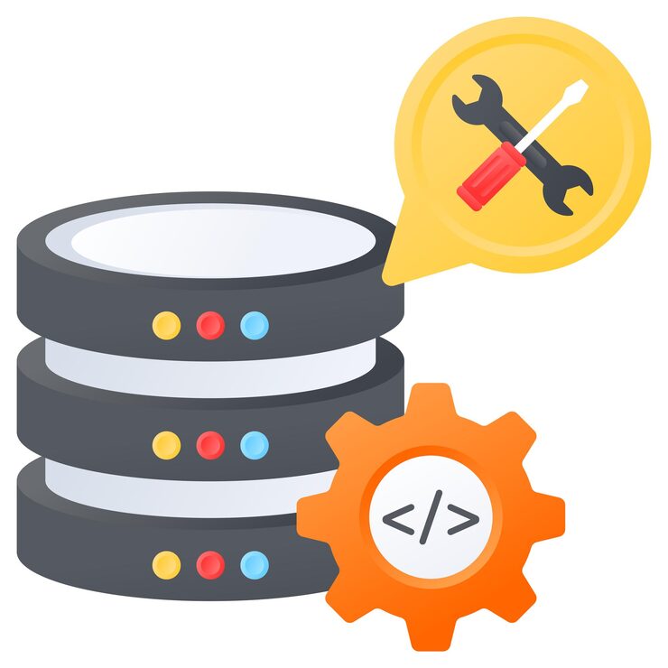 Database server configuration parameters concept customizing db environment vector color design