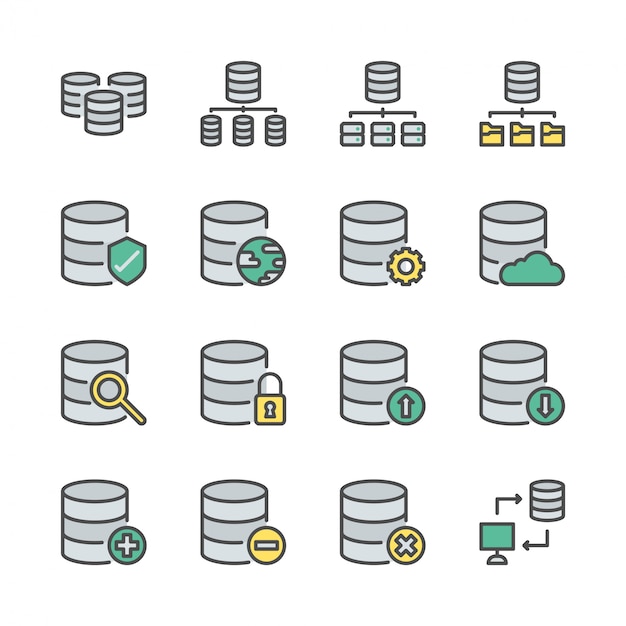 Database systeem icon set
