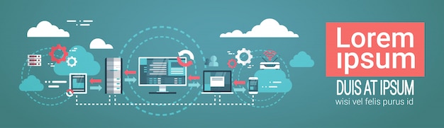 Datacenter cloudcomputerverbinding hosting server database synchroniseer technologie