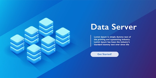 Vettore datacenter database isometric