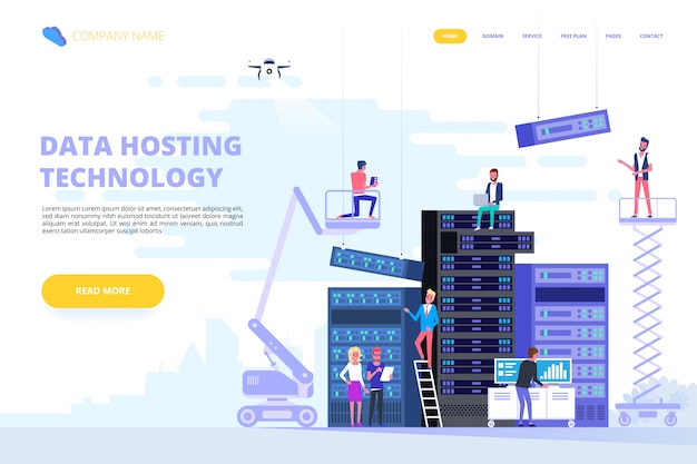 Datacenter en hosting. netwerk internetdatabase