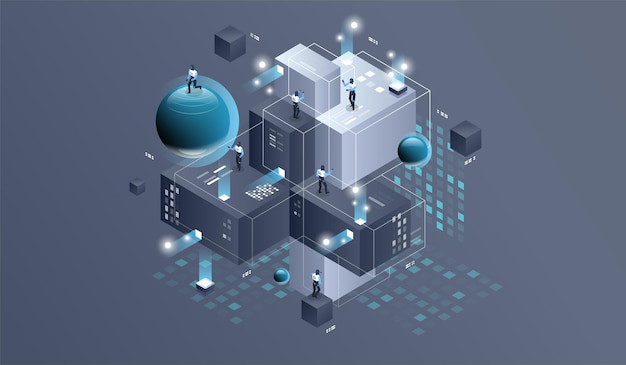 Datacenter isometric illustration.