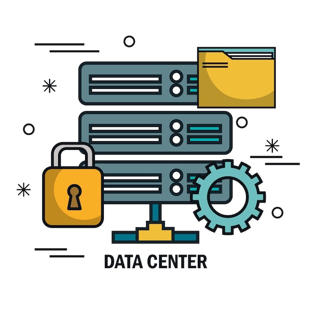 Datacenter platte lijn iconen vector illustratie ontwerp