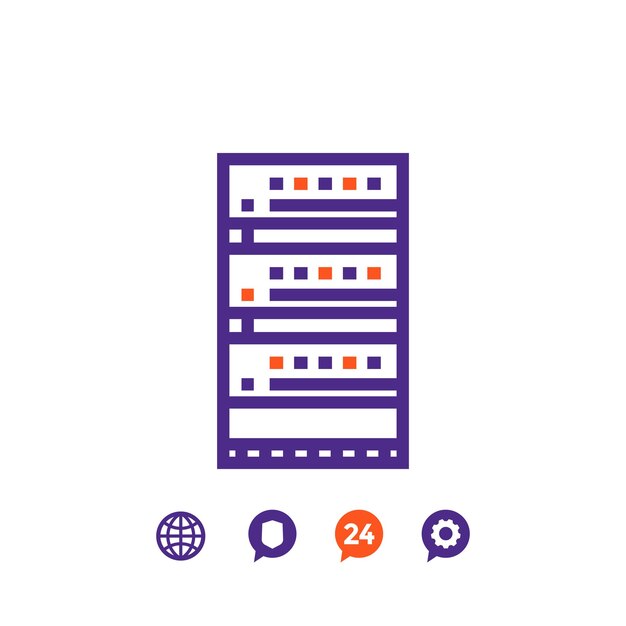 Datacenter serverpictogram op wit