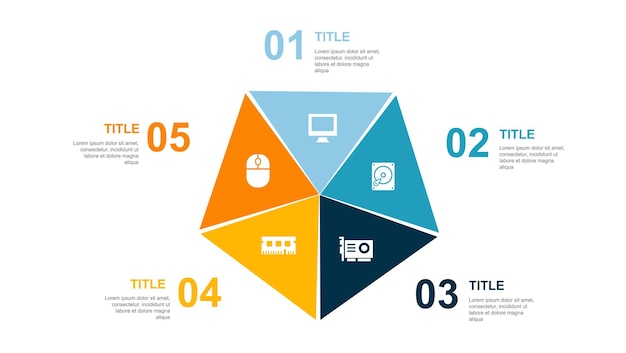 Datavisualisatie big data Analytics Machine Learning datacenter pictogrammen Infographic ontwerp lay-outsjabloon Creatief presentatieconcept met 5 stappen