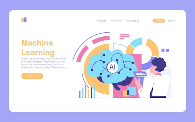 Datawetenschap Flat Vector Illustratie