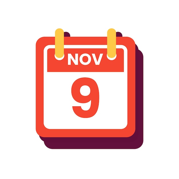 Vettore icona della data 9 novembre