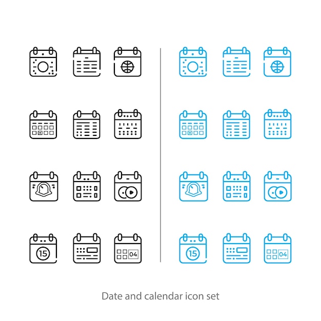 Date and calendar icons set