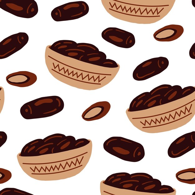 Vector date dried fruit seamless pattern