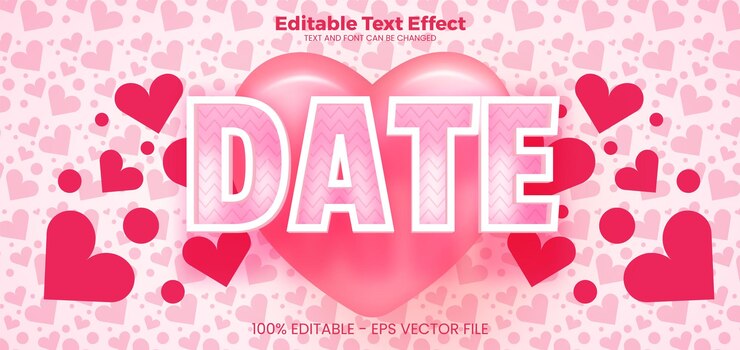 Vector date editable text effect 3d text effect template