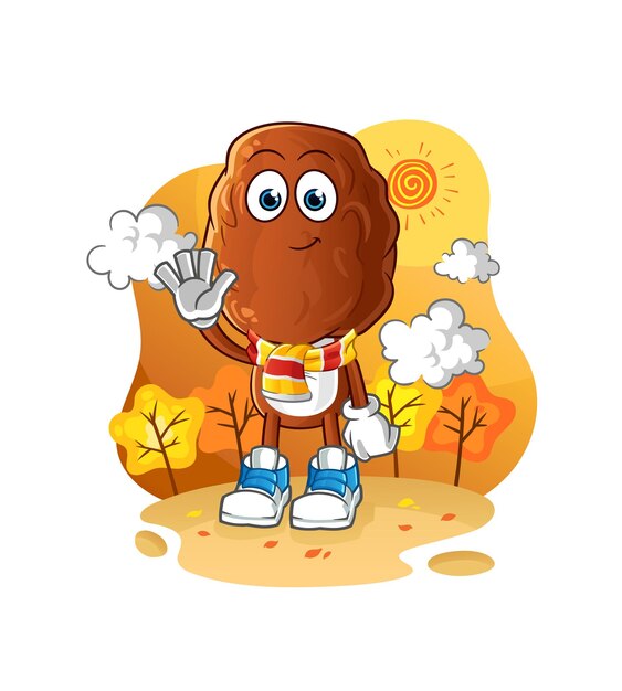 Date fruit head cartoon in the autumn cartoon mascot vector