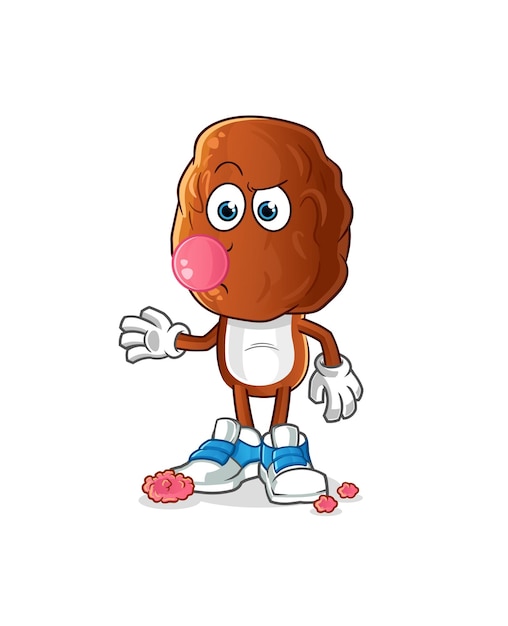 Date fruit head cartoon chewing gum vector cartoon character