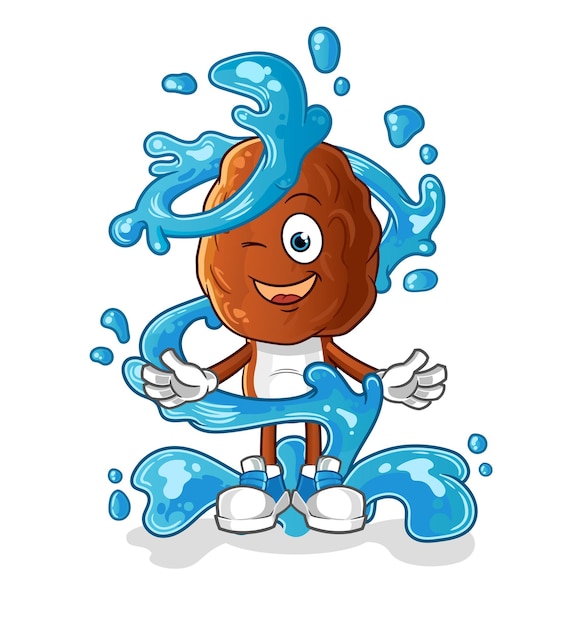 Date fruit head cartoon fresh with water mascot cartoon vector