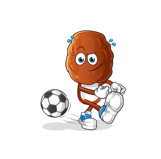 Vector date fruit head cartoon kicking the ball cartoon mascot vector