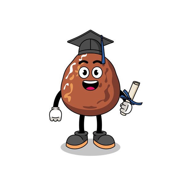 Date fruit mascot with graduation pose character design