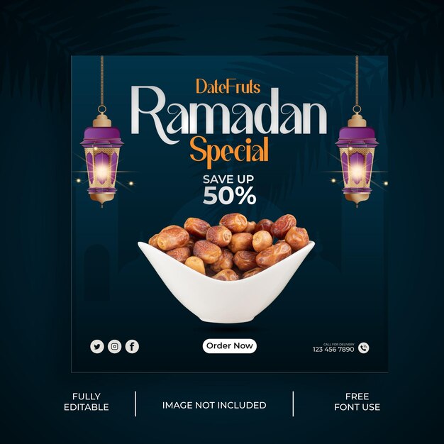 Vector date fruits ramadan special sale social media post design