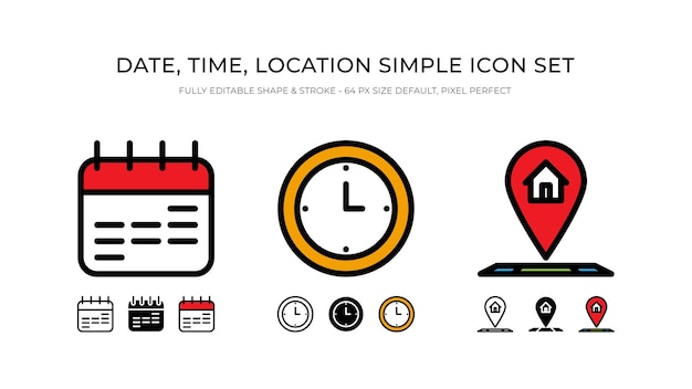 Vector date time address symbol simple vector icon set