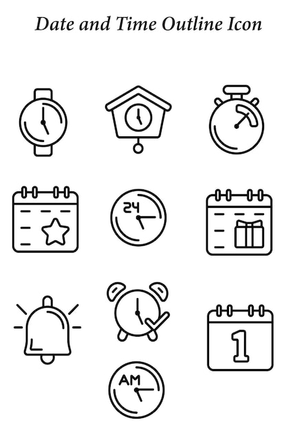 Vector date and time outline icon