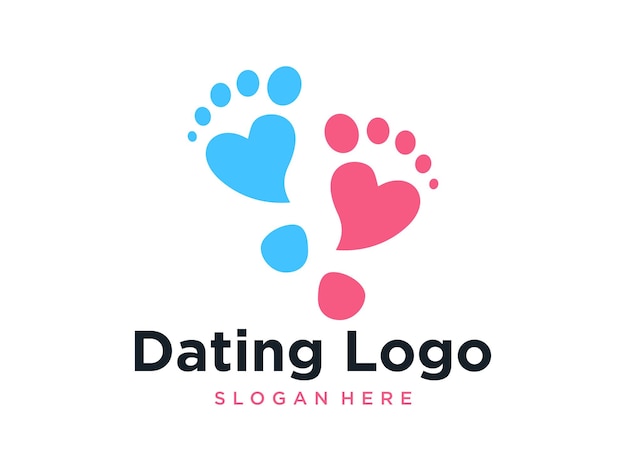 Daten met foot love logo-ontwerp