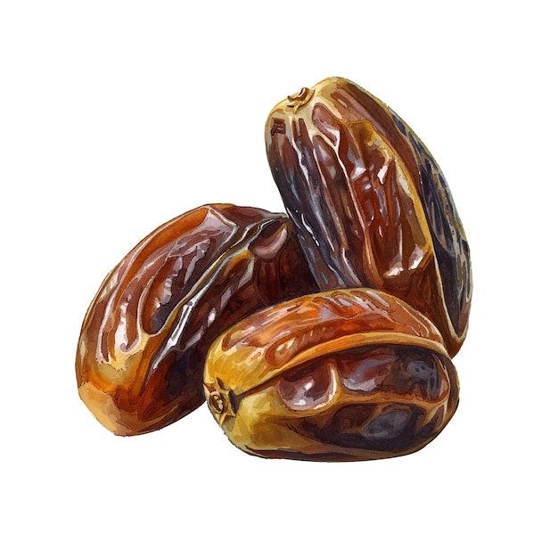 dates fruit vector illustration in watercolour style