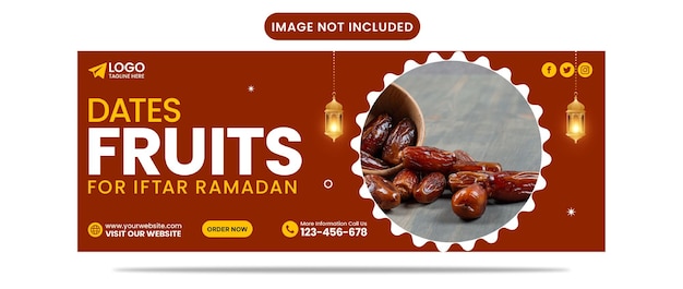 Date frutti per il design del modello di banner per social media iftar ramadan