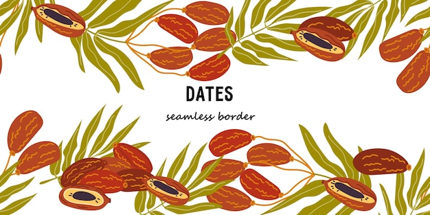 Dates seamless upper and bottom border design repeatable backdrop vector