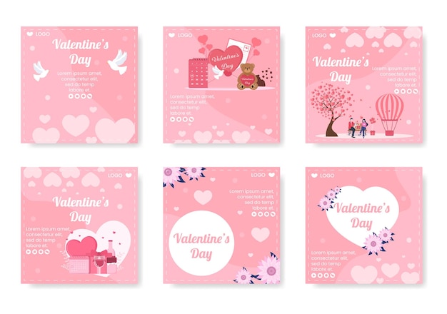ソーシャルメディアやバレンタイングリーティングカードに適した正方形の背景の編集可能なラブマッチIg投稿テンプレートフラットデザインイラストの出会い系アプリ