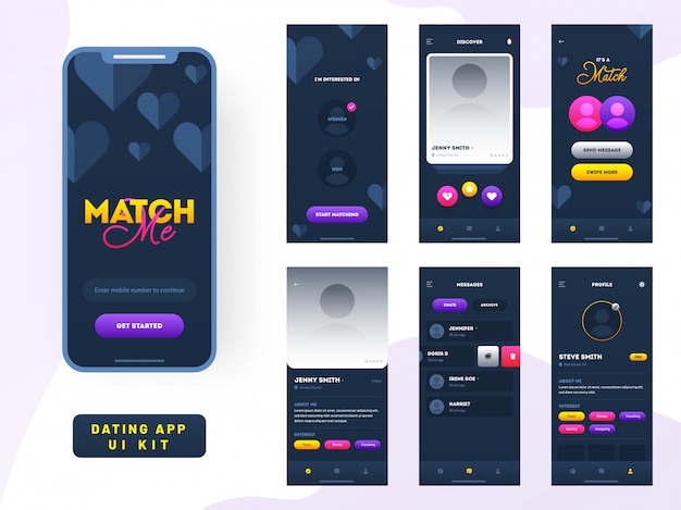 Vector dating app mobile app ui.