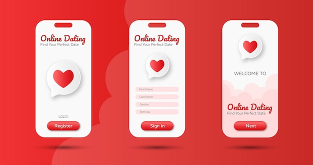 Dating app teken in scherm sjabloon verzameling