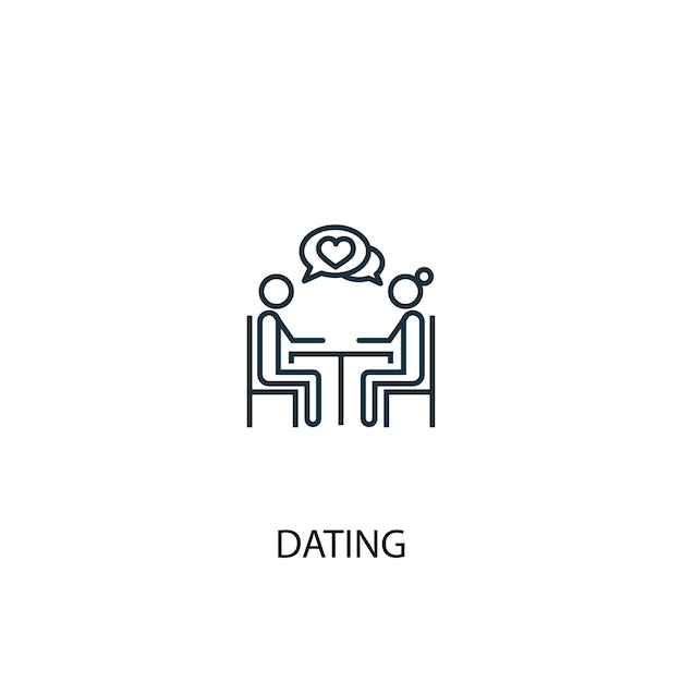 데이트 개념 라인 아이콘입니다. 간단한 요소 그림입니다. 데이트 개념 개요 기호 디자인입니다. 웹 및 모바일 UI/UX에 사용 가능