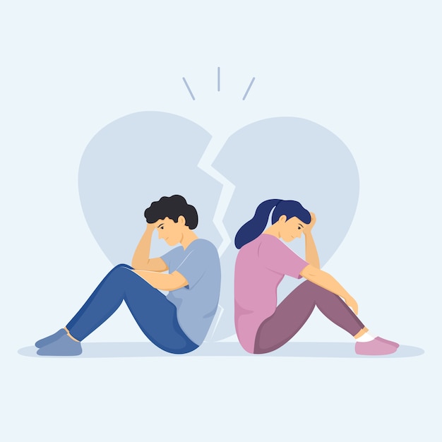 Vector dating couple having conflict. flat illustration.