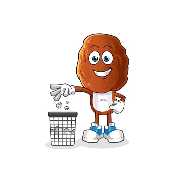 Datum fruit hoofd cartoon Gooi vuilnis mascotte. cartoon vector