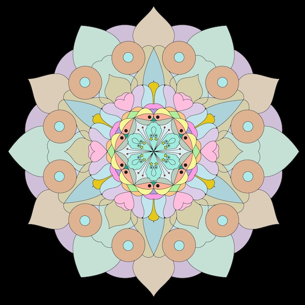 Datura patroon retro patroon abstracte kunst naadloze cirkelvormige geometrische patroon