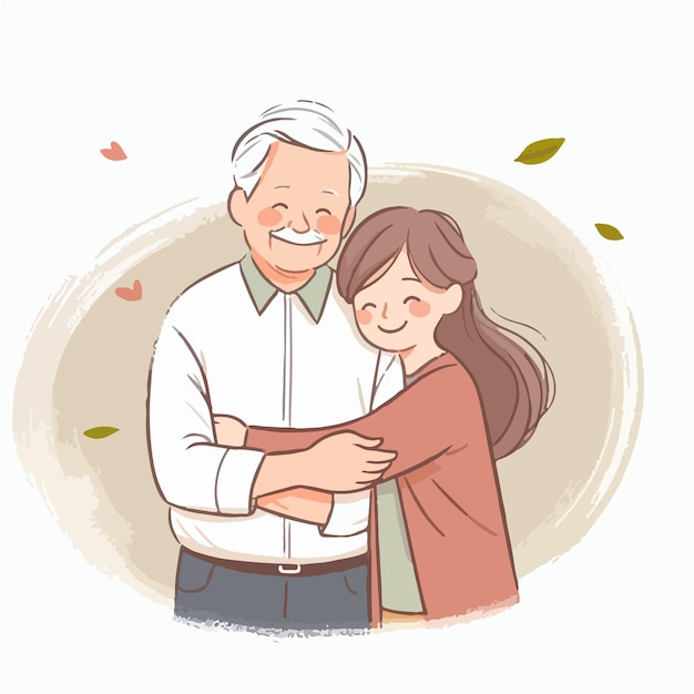 A daughter hugs her father and wishes him Happy Fathers Day