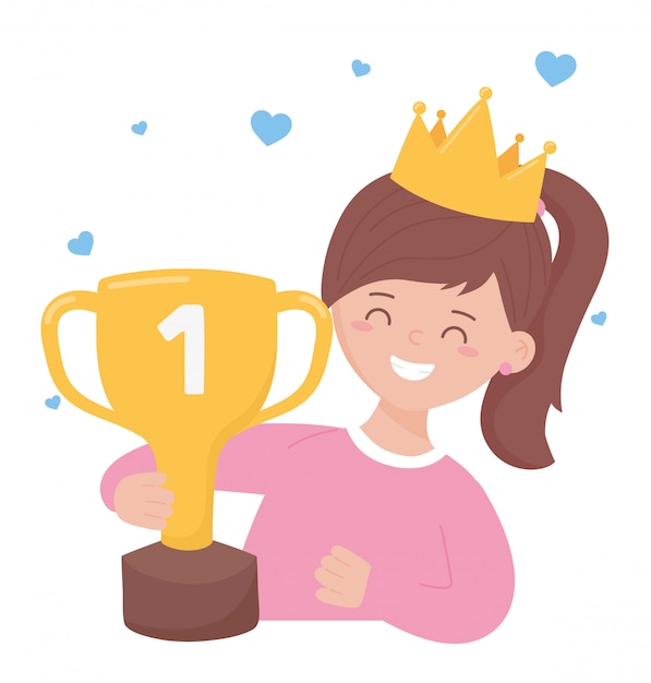 Daughter with trophy and crown   design