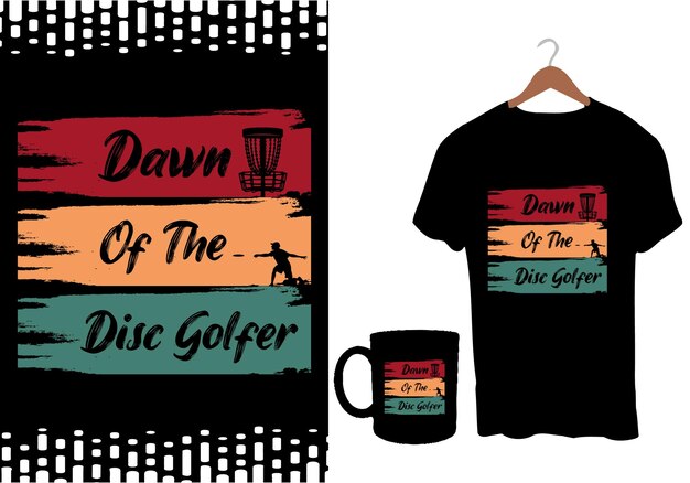 Dawn Of The Disc Golfer Disc golf player and vintage retro sunset funny disc golf t-shirt design