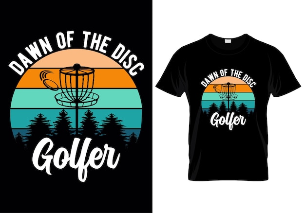 Dawn of the disc golfer Disc golf T shirt design vector illustration