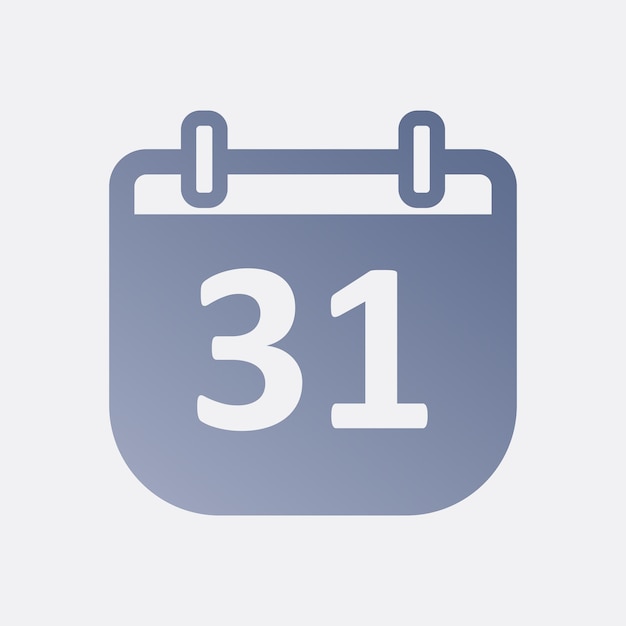 Day 31 calendar symbol blue gradient color minimalist calendar icon simple calendar design