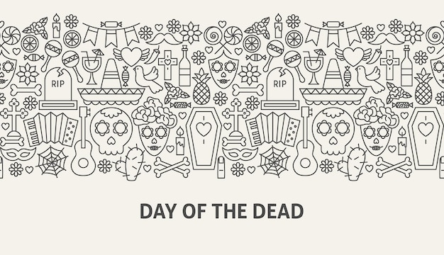 Giorno dei morti banner concept. illustrazione vettoriale di linea web design.