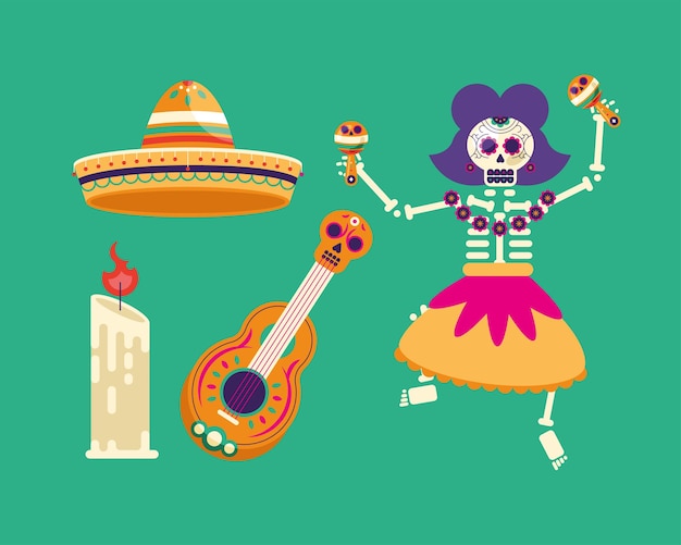 Day of dead celebration icons