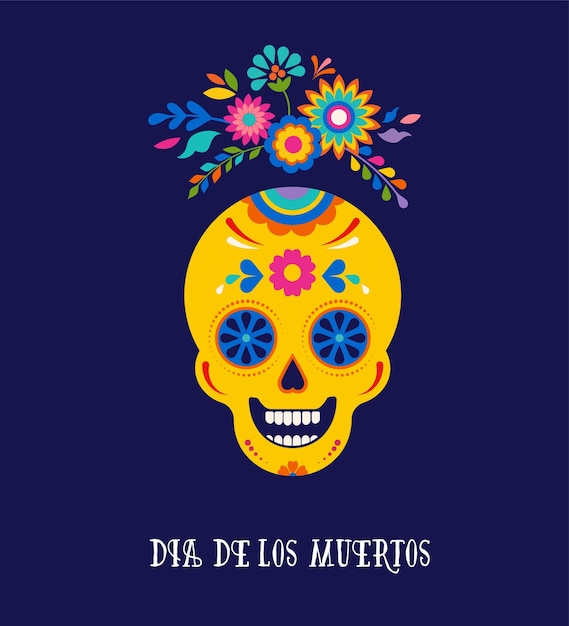 Day of the dead dia de los muertos background banner and greeting card concept with sugar skull