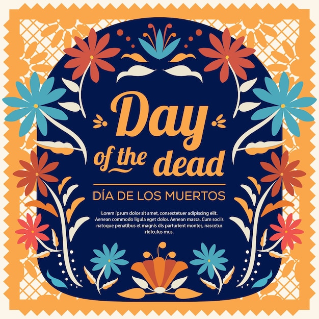 Vector day of the dead floral composition - copy space