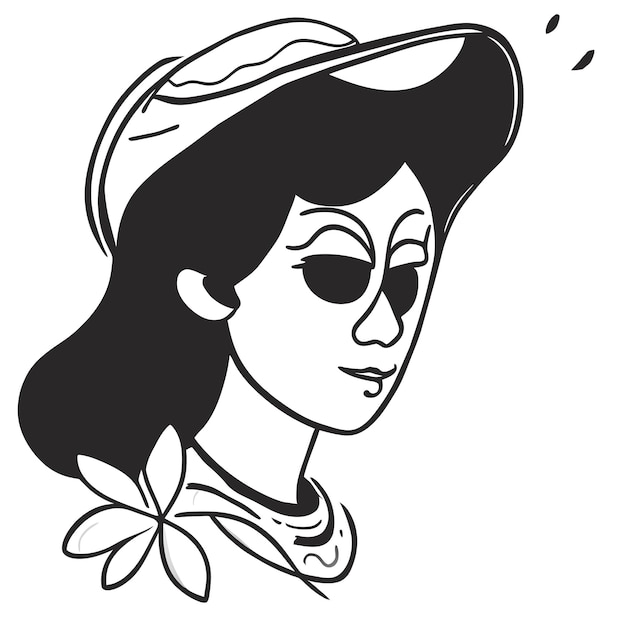 Vettore giorno dell'illustrazione isolata concetto dell'icona dell'autoadesivo del fumetto disegnato a mano del cranio dello zucchero della ragazza morta