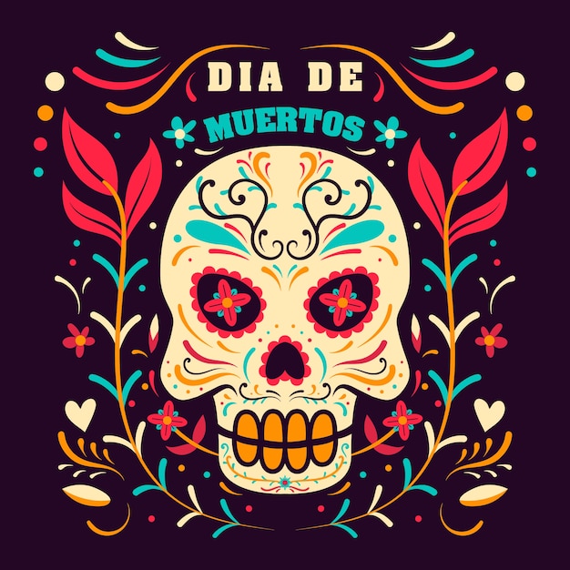 Day of dead in mexico, dia de los muertos holiday  template 