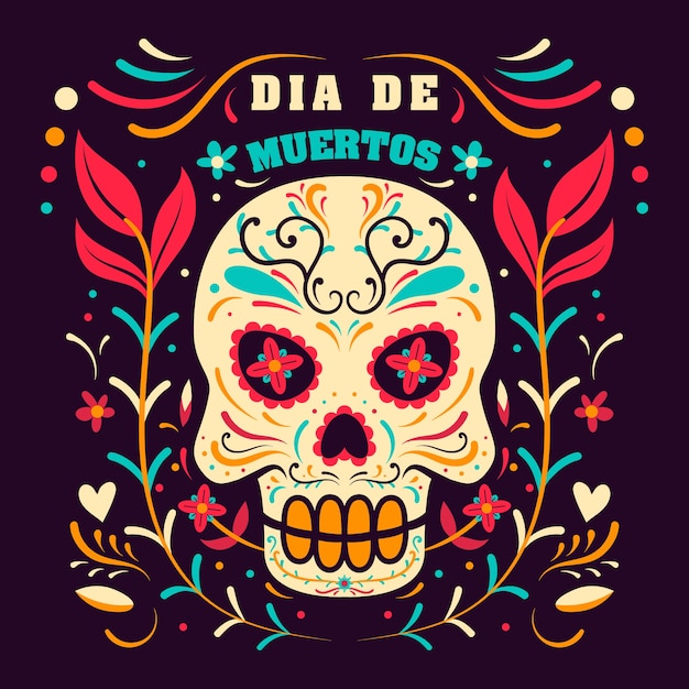 Day of dead in mexico, dia de los muertos holiday  template