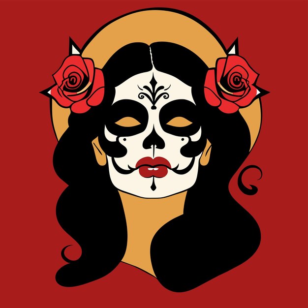 Vettore day of the dead muertos ragazza illustrazione di dia de los muertos disegnato a mano flat cartoon elegante