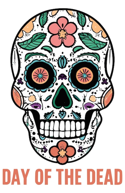 Vector day of the dead party sugar skull or halloween party traditional mexican music festival bright da